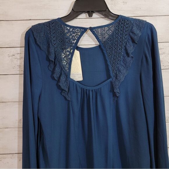 Band of Gypsies Cottagecore Prairie Peasant Festival Boho Semi Sheer Lace Top S - Picture 6 of 12
